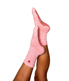 Loved Up Scrunch Crew Grip Socks - Pink/Red Heart