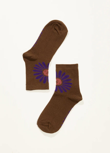 Afends Daisy Crew Socks - Toffee