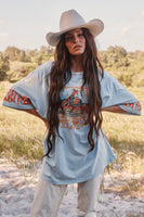 SABBI The Very Oversized Flaming Cowboy Tee - Sky