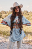 SABBI The Very Oversized Flaming Cowboy Tee - Sky