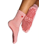 Loved Up Scrunch Crew Grip Socks - Pink/Red Heart