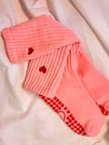 Loved Up Scrunch Crew Grip Socks - Pink/Red Heart
