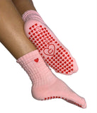 Loved Up Scrunch Crew Grip Socks - Pink/Red Heart