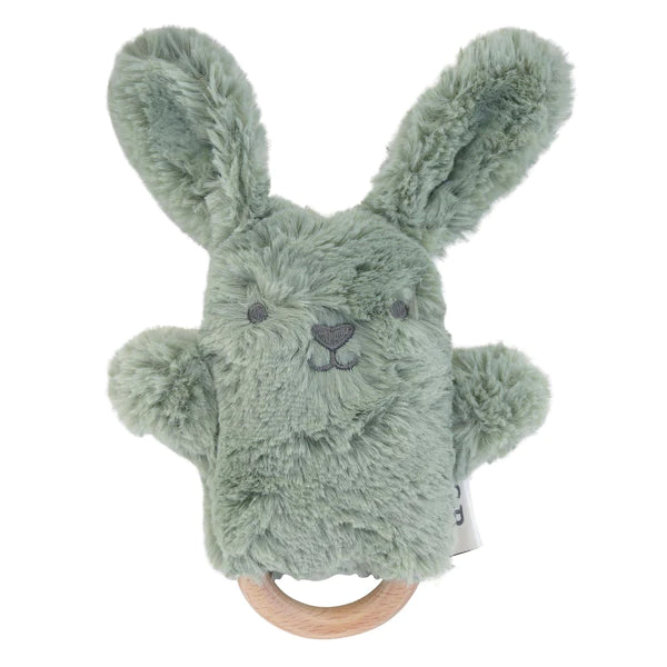 OB Designs Beau Sage Green Bunny Soft Rattle Toy