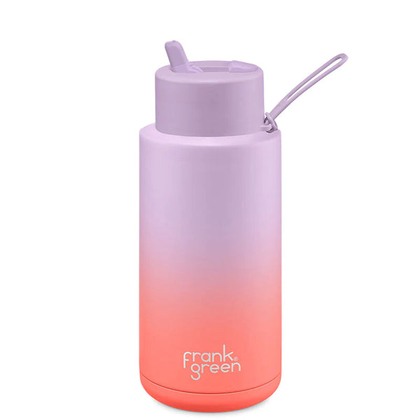 Frank Green Gradient Ceramic Reusable Bottle 1L - Lilac Haze / Living Coral