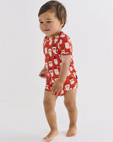 Kip & Co HoHoHo Red Organic Short Sleeve Romper