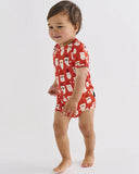 Kip & Co HoHoHo Red Organic Short Sleeve Romper