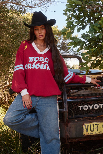 SABBI The Born Original Jumper - Maroon + Sky | LAUNCHING 4.5 - 10AM