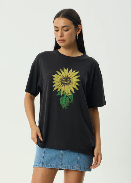 Afends Sunnyflower Oversized Tee - Stone Black