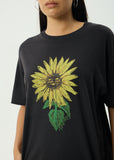 Afends Sunnyflower Oversized Tee - Stone Black