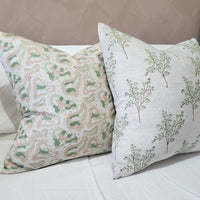 Artisan Block Printed Pure French Linen Cushion - Lake Eyre (The Pink Lake)
