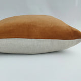 Fontainebleau Cotton Velvet & French Linen Two Sided Cushion - Cider Orange