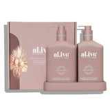 al.ive body Wash & Lotion Duo + Tray - Raspberry Blossom + Juniper