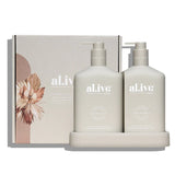 al.ive body Wash & Lotion Duo + Tray - Sea Cotton + Coconut